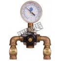 Thermostatic mixing valve, brass, 7 GPM (26.5 L/min) at 30 PSI, certified ANSI Z358.1-2009. For eye and face wash stations.