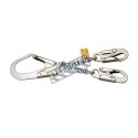 Positioning assembly chain with 2 standard carabiners, 1 rebar/scaffold hook, and a rebar chain. 25 in (63½ cm).
