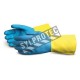 Latex and neoprene gloves, resistant to solvents, flock lined, 28 mil thick, 12” long, size large (9), 12 pairs/package.