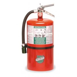 Halotron I portable fire extinguisher, 11 lbs, class ABC, ULC 1-A:10B:C, with wall hook.