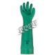 Long green nitrile gloves, resistant to chemicals, powder-free, 22 mils thick, size large (9).