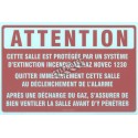 French self-adhesive vinyl "Novec 1230 Fluid Extinguishing System" emergency and fire safety sign