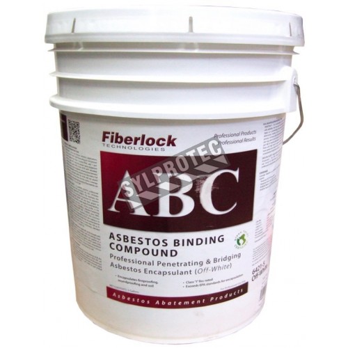 Agent d'encapsulation blanc, mouillant, lockdown, pour l’amiante Fiberlock ABC Asbestos Binding Compound, 20 L (5 gallons).