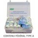 Type A federal first aid kit in plastic case (2 to 5 workers).