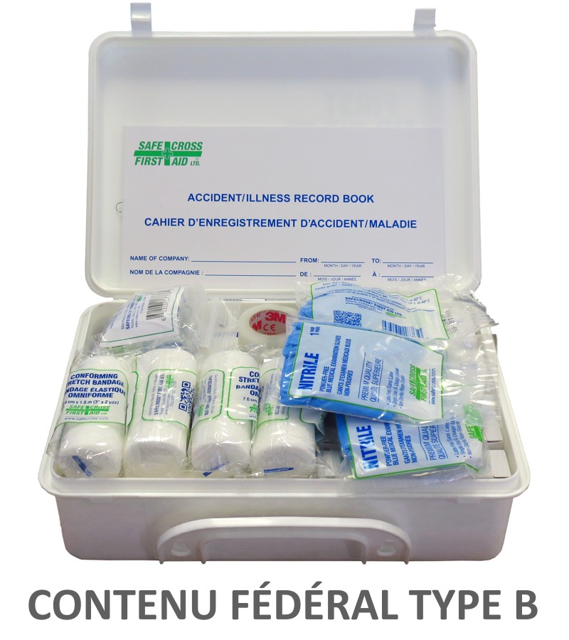 Federal type B first aid kit with a 13 types of item content