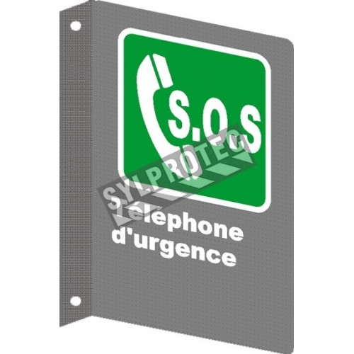 French CSA &quot;S.O.S. Emergency Phone&quot; sign in various sizes, shapes, materials &amp; languages + options