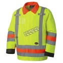 Hi-viz yellow polyester traffic control waterproof raincoat in compliance with Transports Québec standards (XS to 4XL)