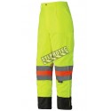 Hi-viz yellow polyester traffic control waterproof pants in compliance with CSA & Transports Québec standards (XS to 4XL)