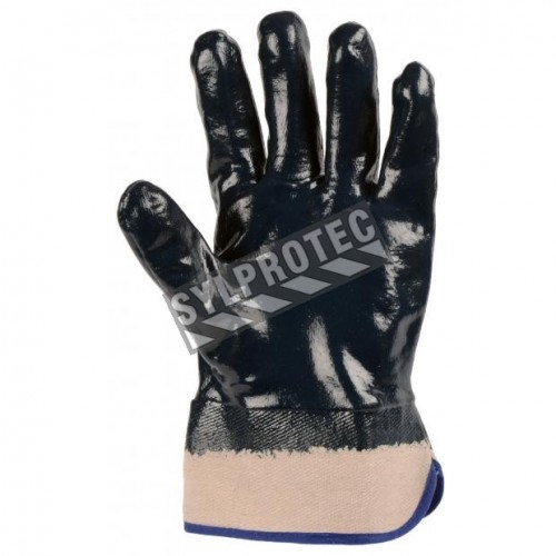Nitrile coated cotton gloves, open cuffs