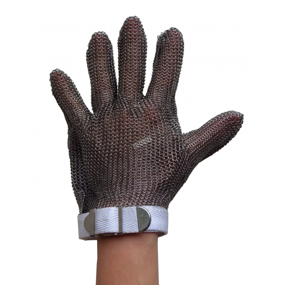 Gant anti-coupure A9 ambidextre en cotte de mailles d'acier inoxydable