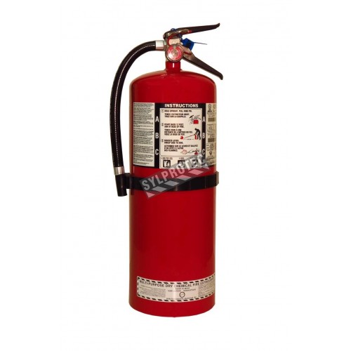 Portable fire extinguisher with powder, 20 lbs, type ABC, ULC 10A-120 BC, with wall hook.