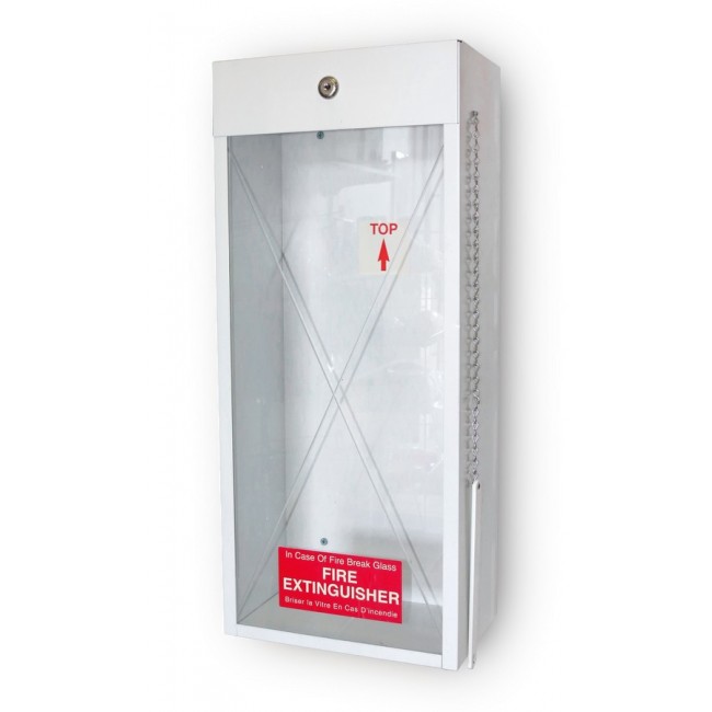 Surface-mounted steel cabinet for 10 lbs powder extinguishers