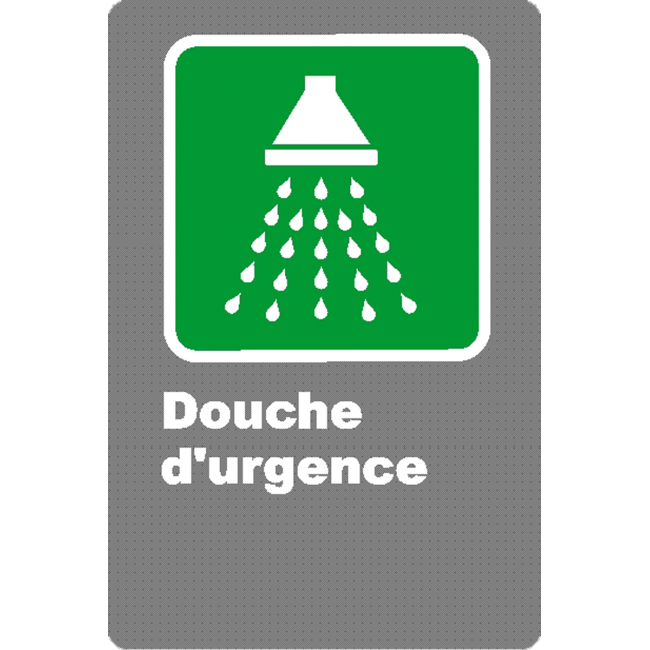 Affiche CSA «Douche d’urgence» en français, formats & matériaux divers, d’autres langues & éléments optionnels