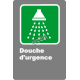 Affiche CSA «Douche d’urgence» en français, formats & matériaux divers, d’autres langues & éléments optionnels