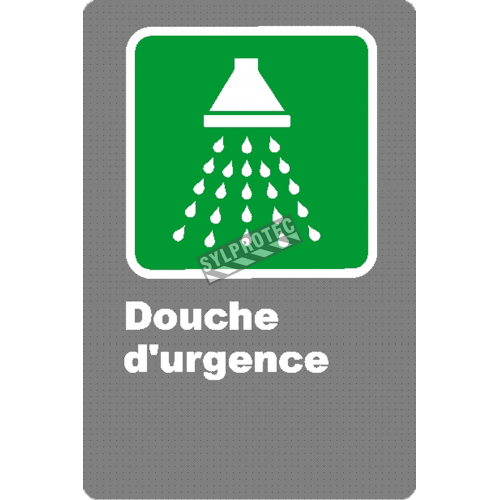 French CSA "Emergency Shower" sign in various sizes, shapes, materials & languages + optional features