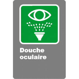 French CSA "Emergency Eyewash" sign in various sizes, shapes, materials & languages + optional features
