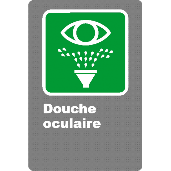 Affiche CSA «Douche oculaire» en français, formats & matériaux divers, d’autres langues & éléments optionnels