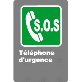 French CSA "S.O.S. Emergency Phone" sign in various sizes, shapes, materials & languages + options