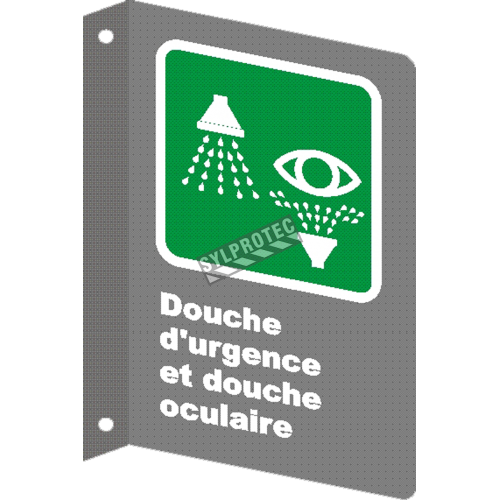 French CSA &quot;Emergency Shower and Eyewash&quot; sign in various sizes, shapes, materials &amp; languages + options