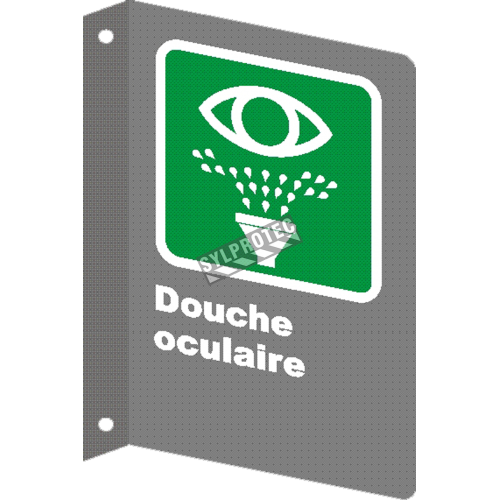 French CSA &quot;Emergency Eyewash&quot; sign in various sizes, shapes, materials &amp; languages + optional features