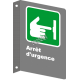 French CSA "Emergency Stop" sign in various sizes, shapes, materials & languages + optional features