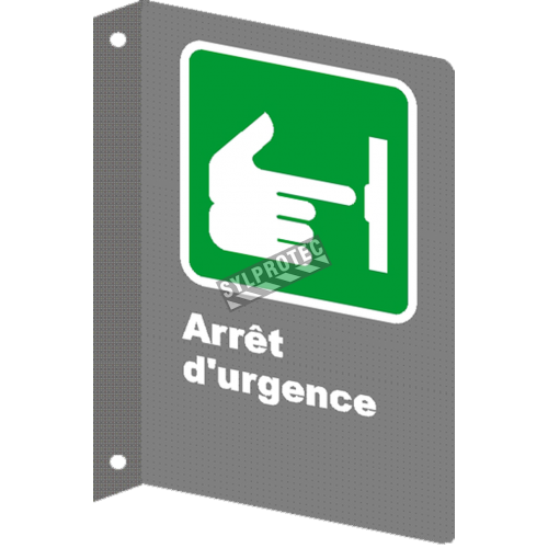 French CSA &quot;Emergency Stop&quot; sign in various sizes, shapes, materials &amp; languages + optional features