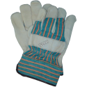 High quality cowhide and cotton knit gloves equipped with tough cuffs. Men’s one-size-fits-all. Sold in pairs.