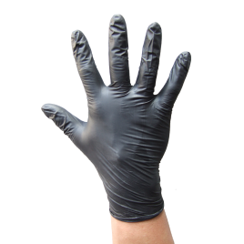 6 mils ambidextrous powder-free black nitrile disposable gloves. AQL of 1,5 granted by CGSB. Size: small (7) to XX-large (11)