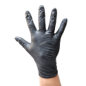 Powder-free black nitrile gloves of thickness 6 mils. Size: S (7) to XXL (11). Sold per box, 100 units/box.