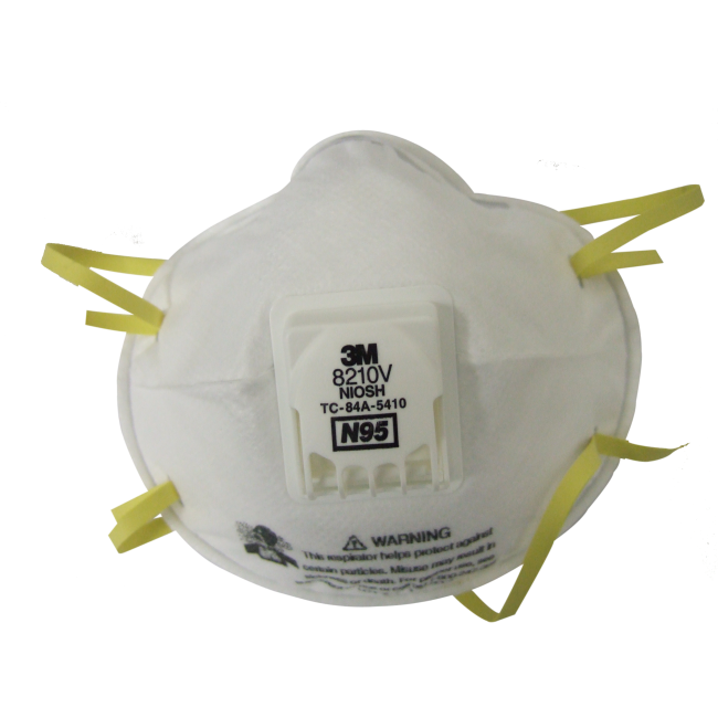 Masque de protection respiratoire 8210V avec valve de 3M, N95. Efficace contre les particules solides et liquides sans huile.