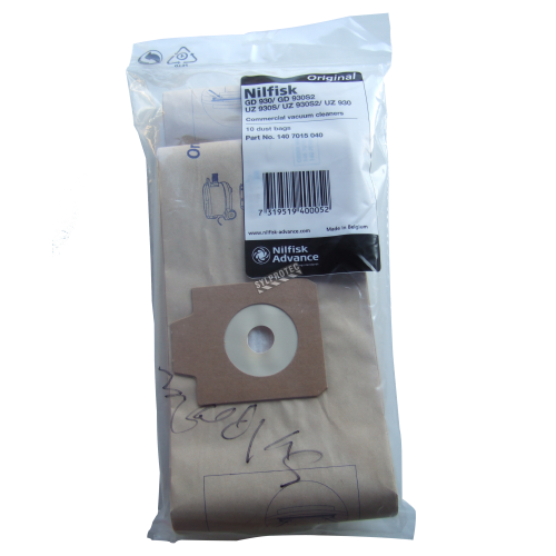 4 gal(US)/15L vacuum bags for Nilfisk GD930 industrial canister vacuum cleaner. Ideal for asbestos abatement & decontamination