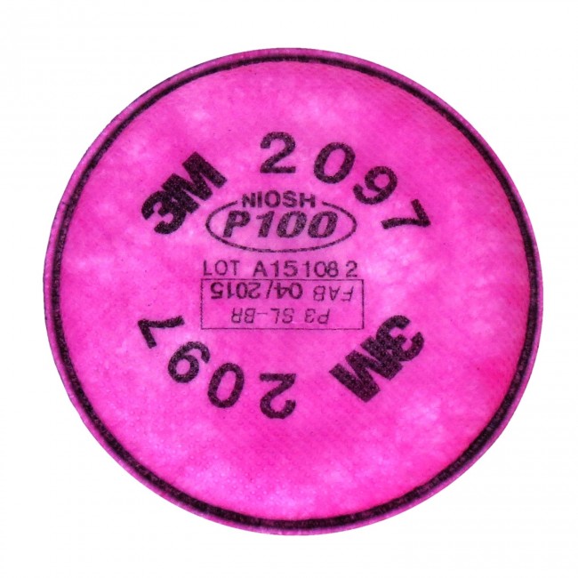 3M 2097, P100 filter for half & full facepiece respirators series 6000, 7000 & FF-400. NIOSH approved. Sold in pairs.