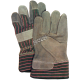 Split leather glove for women, open rubber cuffs.