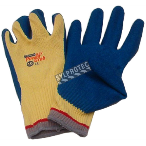 Powergrab® 10-gauge Kevlar knit gloves with a wrinkle-grip latex coating up to the wrist. ASTM/ANSI puncture level 5