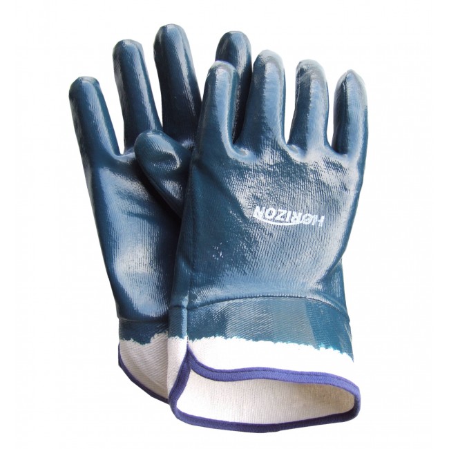 Nitrile coated cotton gloves, open cuffs