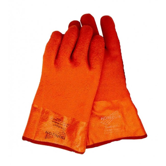 PVC gloves with rough finish, double dipped foam