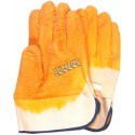 Lined cotton glove with rough finish latex coating on palms and fingers. Large (9) one-size-fits-all only. Sold in pairs.