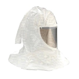 3M white Tychem QC H-series hood assembly with hat shell & faceseal for respiratory protection systems in pharmaceutical areas