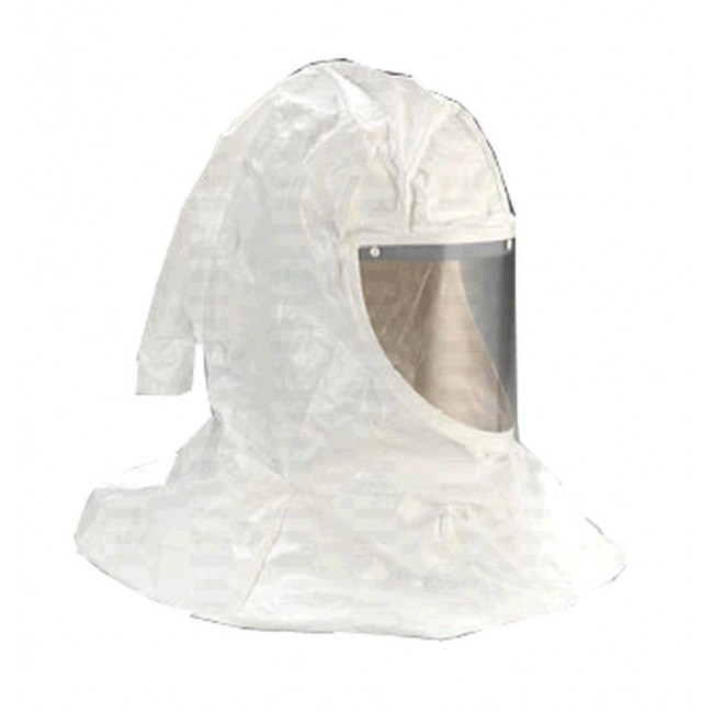 3M white Tychem QC H-series hood assembly with hat shell & faceseal for respiratory protection systems in pharmaceutical areas
