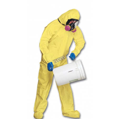 TYCHEM 2000 disposable yellow coverall with hood and boot covers, sold individually