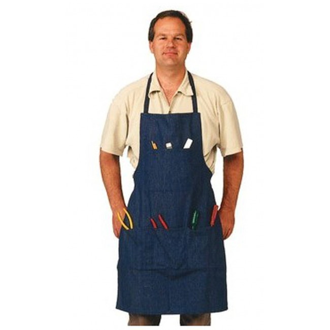 Bib apron, Blue Denim, 3 pockets 38" x 28"