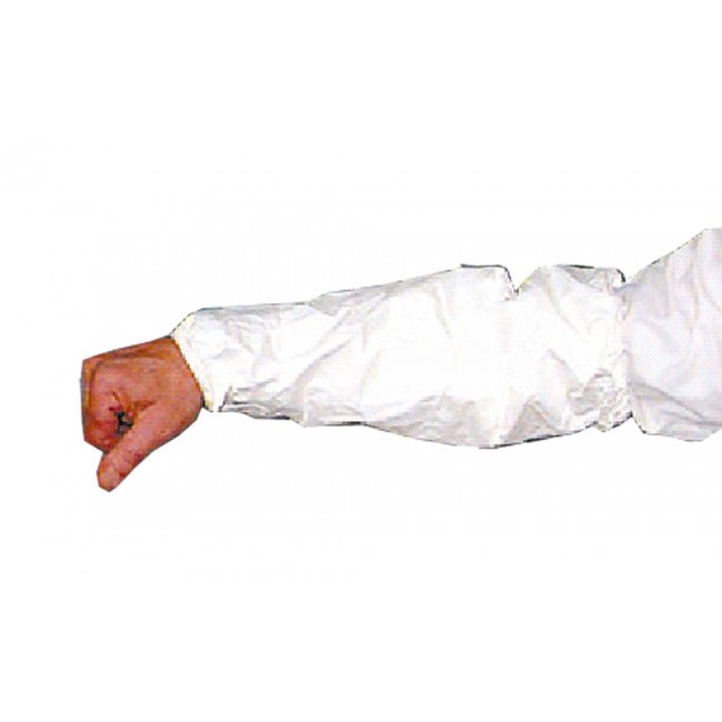 18 inch Tyvek sleeves with elastic cuffs, sold by box of 100 pairs.