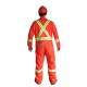 Orange coveralls with reflective band
