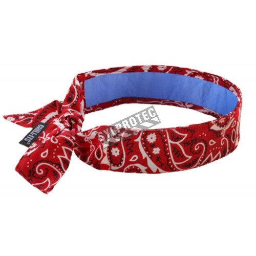 Cooling bandana with PVA lining, for reducing heat discomfort.