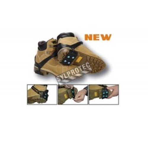 Snow and ice heel traction aids, for all types of flat shoes and winter boots.
