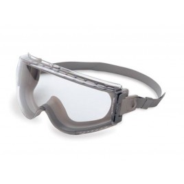 Lunettes de protection grises UVEX Stealth à lentille transparente et bande élastique en néoprène.