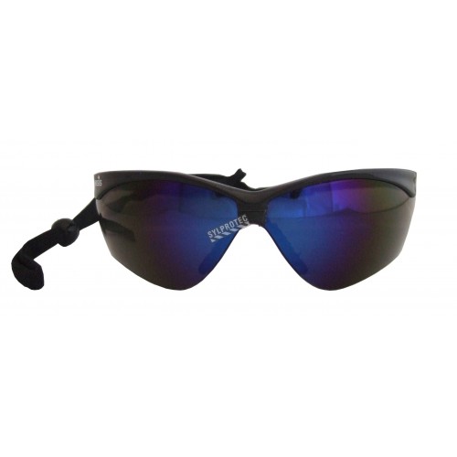 Jackson Safety Nemesis protective eyewear with anti-fog treated blue mirror polycarbonate lenses ideal for outside work.