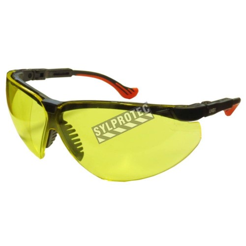 Uvex Genesis protective eyewear with Ultra-Dura anti-scratch treated amber polycarbonate lenses for blue light protection