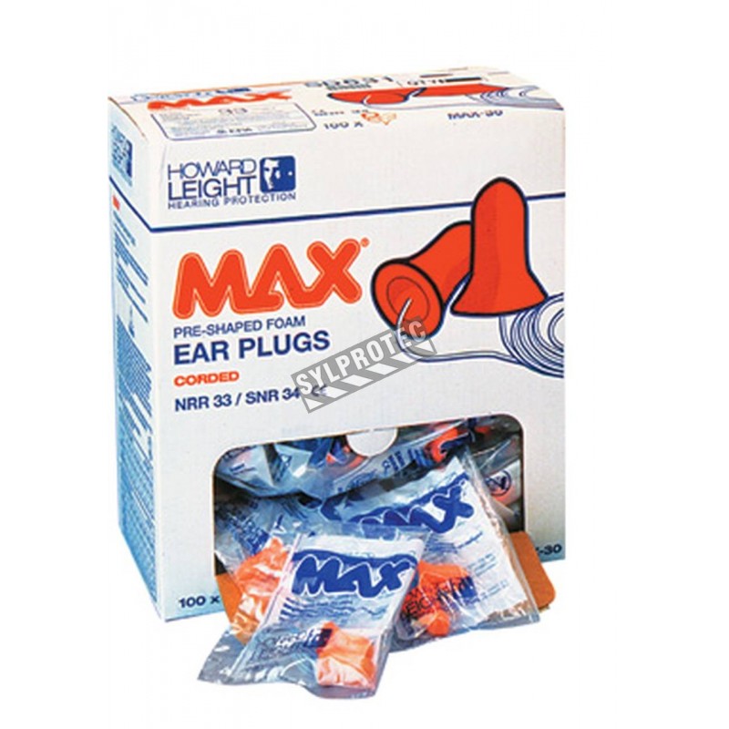 Bouchons d'oreilles en polyuréthane jetable MAX, 33 dB, 200 paires
