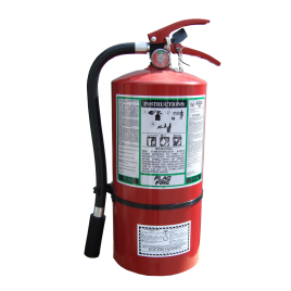 Portable fire extinguisher with FE36, 13.25 lbs, type ABC, ULC 2A-10BC, with wall hook. Ideal for electronics.